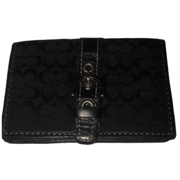 Coach black Monogram vintage card & cash case with ID window and front snap - Picture 1 of 9